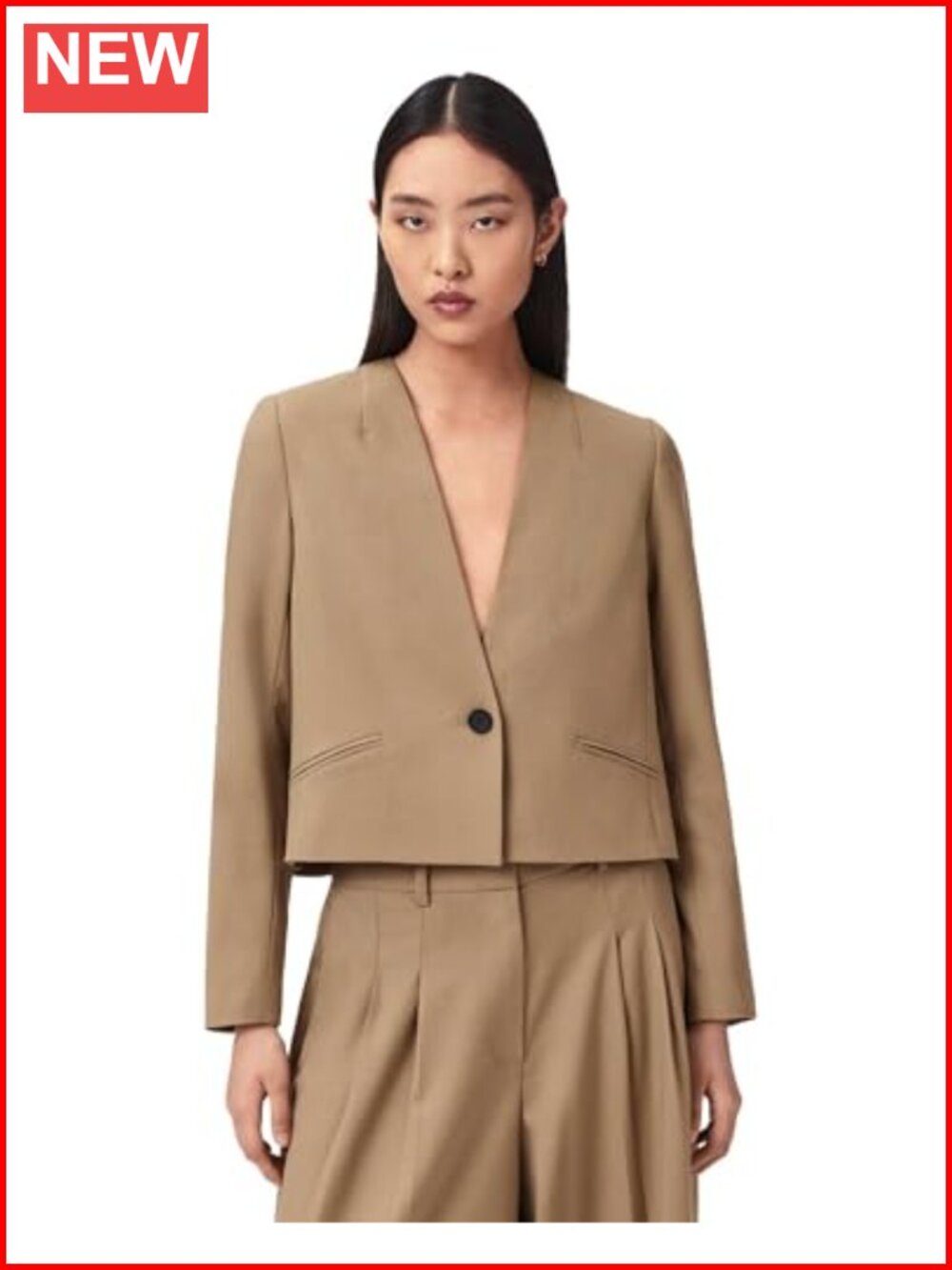 Wool Blend Notch Collar Blazer
